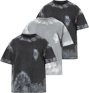 3 Pack Men Oversized Heavy Cotton T-Shirts Vintage Crewneck Shirts Tees Short Sleeve Women Baggy Tops Streetwear