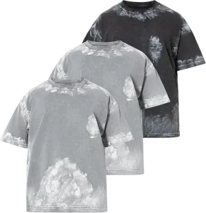 3 Pack Men Oversized Heavy Cotton T-Shirts Vintage Crewneck Shirts Tees Short Sleeve Women Baggy Tops Streetwear