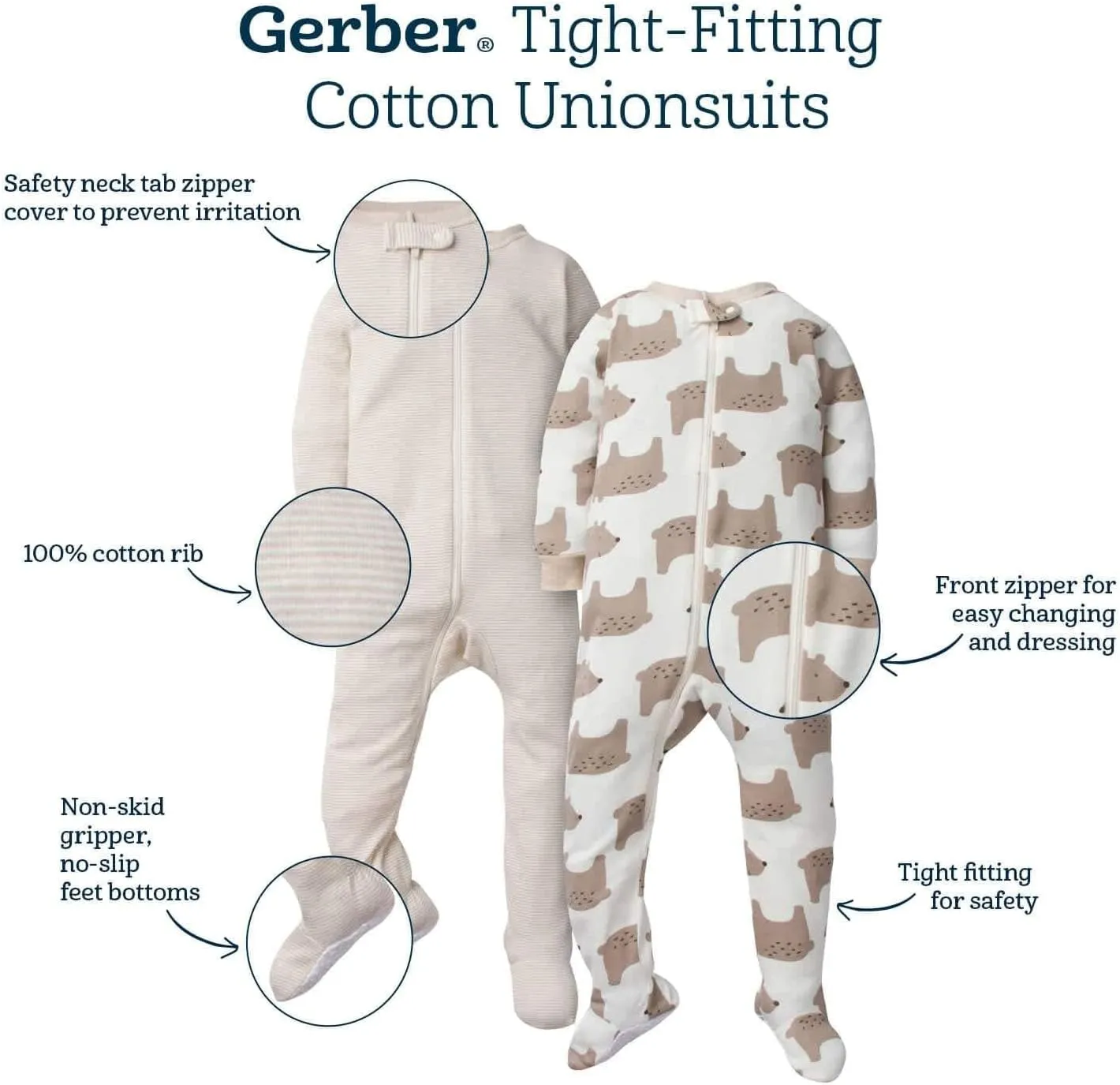4-Pack Boys Safari Animals & Crab Snug Fit Footed Cotton Pajamas