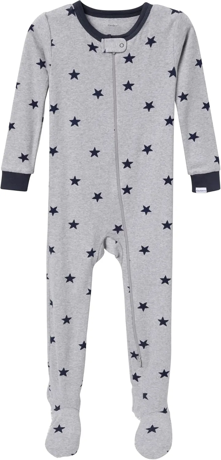 4-Pack Boys Safari Animals & Crab Snug Fit Footed Cotton Pajamas