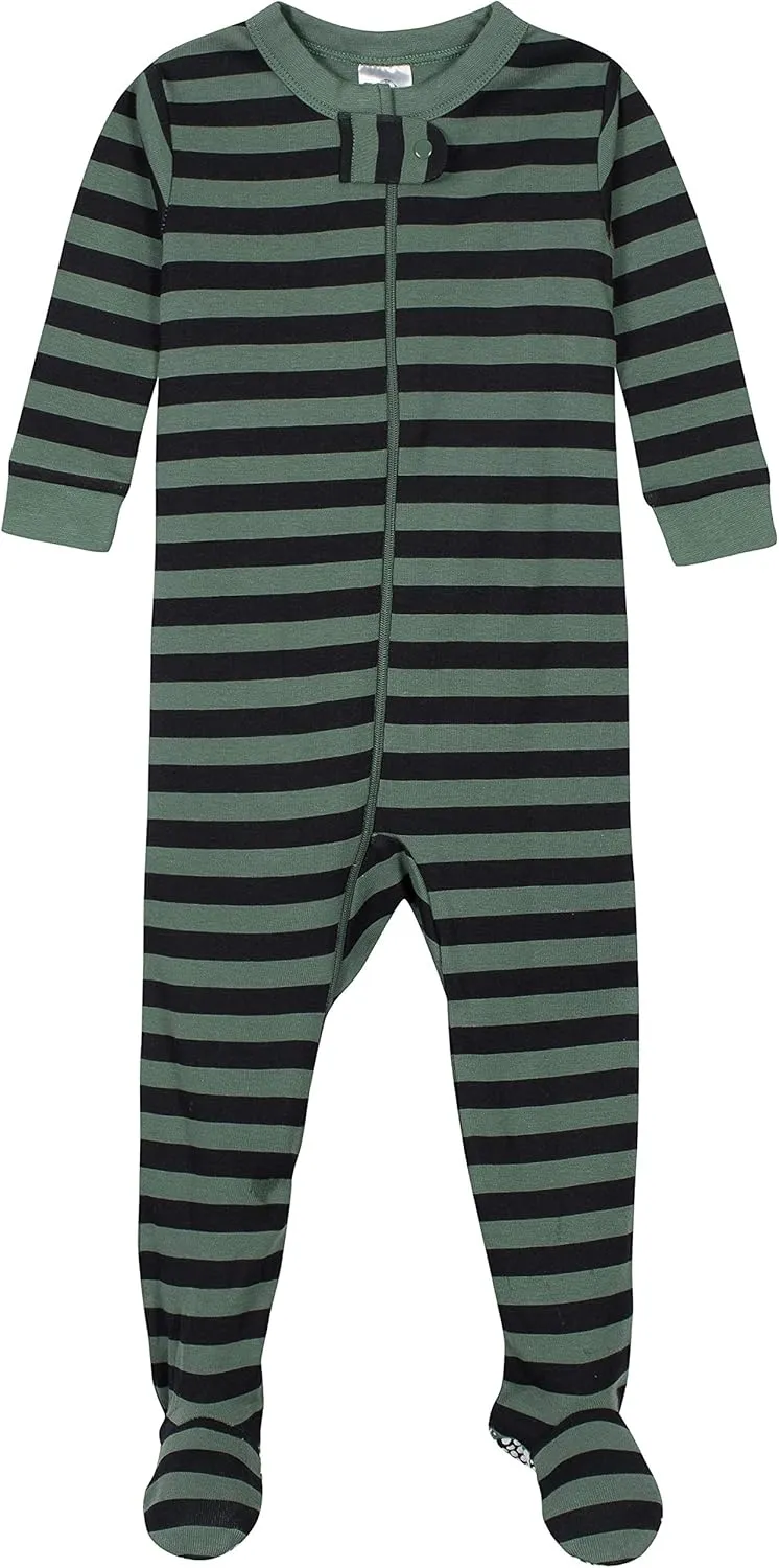 4-Pack Boys Safari Animals & Crab Snug Fit Footed Cotton Pajamas