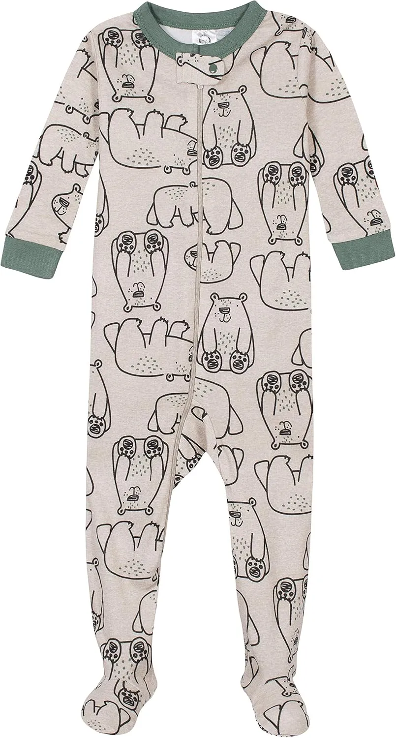 4-Pack Boys Safari Animals & Crab Snug Fit Footed Cotton Pajamas