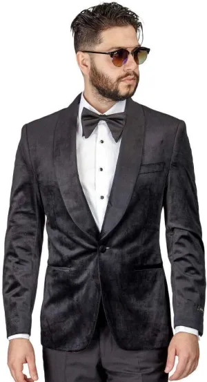 AZAR MAN Slim Fit 1 Button Velvet Shawl Dinner Jacket
