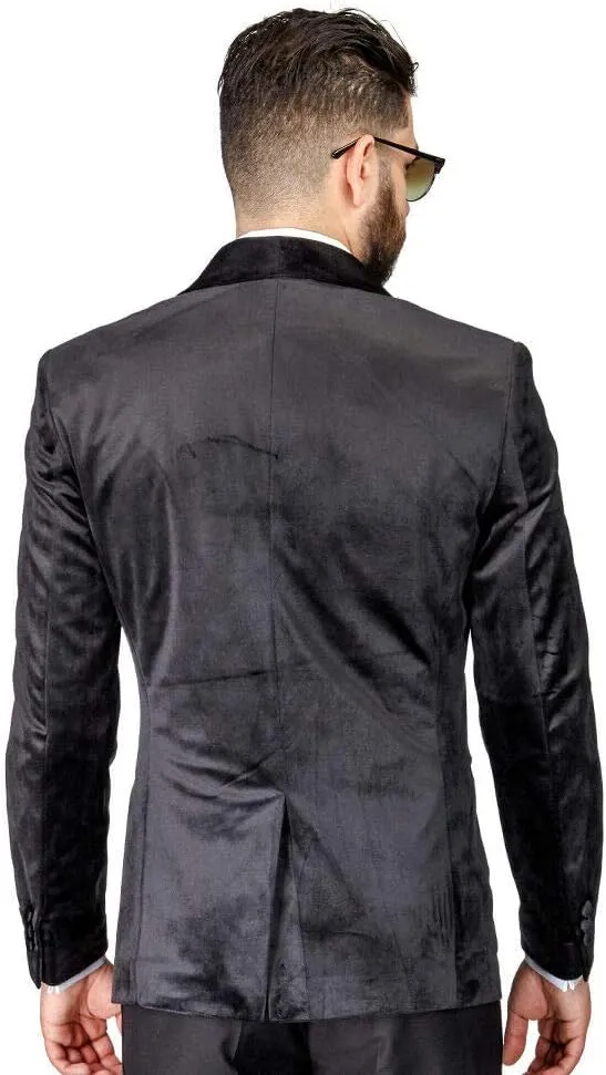 AZAR MAN Slim Fit 1 Button Velvet Shawl Dinner Jacket