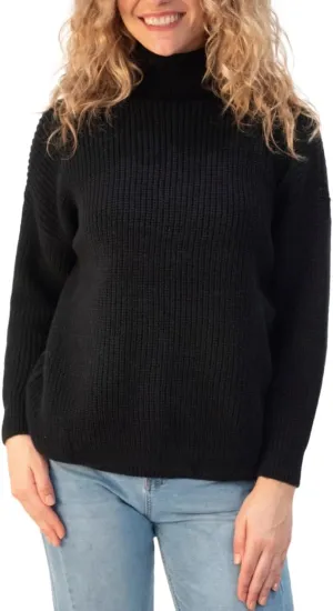 Back From Bali Womens High Turtleneck Sweater Oversized Slouchy Drop Shoulder Long Sleeves