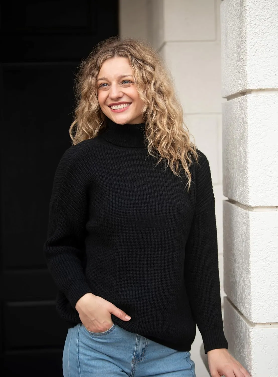 Back From Bali Womens High Turtleneck Sweater Oversized Slouchy Drop Shoulder Long Sleeves