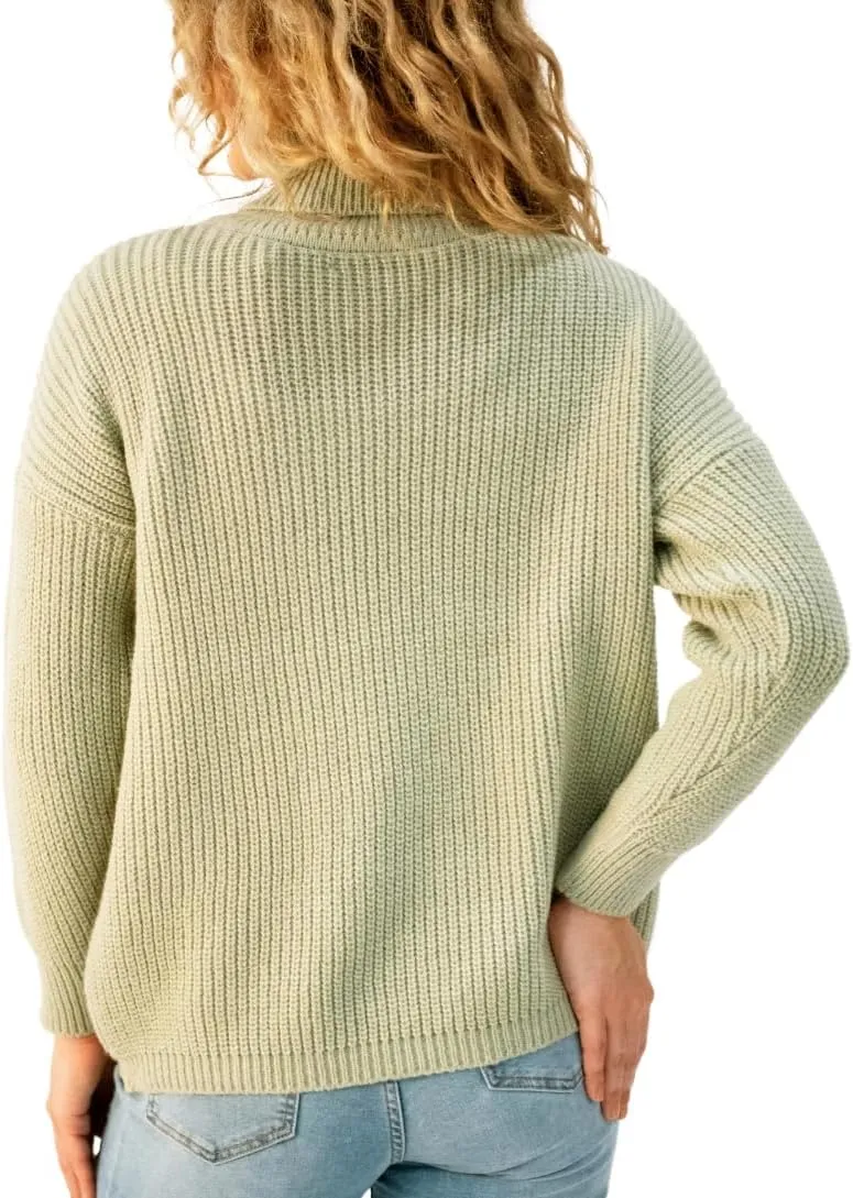 Back From Bali Womens High Turtleneck Sweater Oversized Slouchy Drop Shoulder Long Sleeves