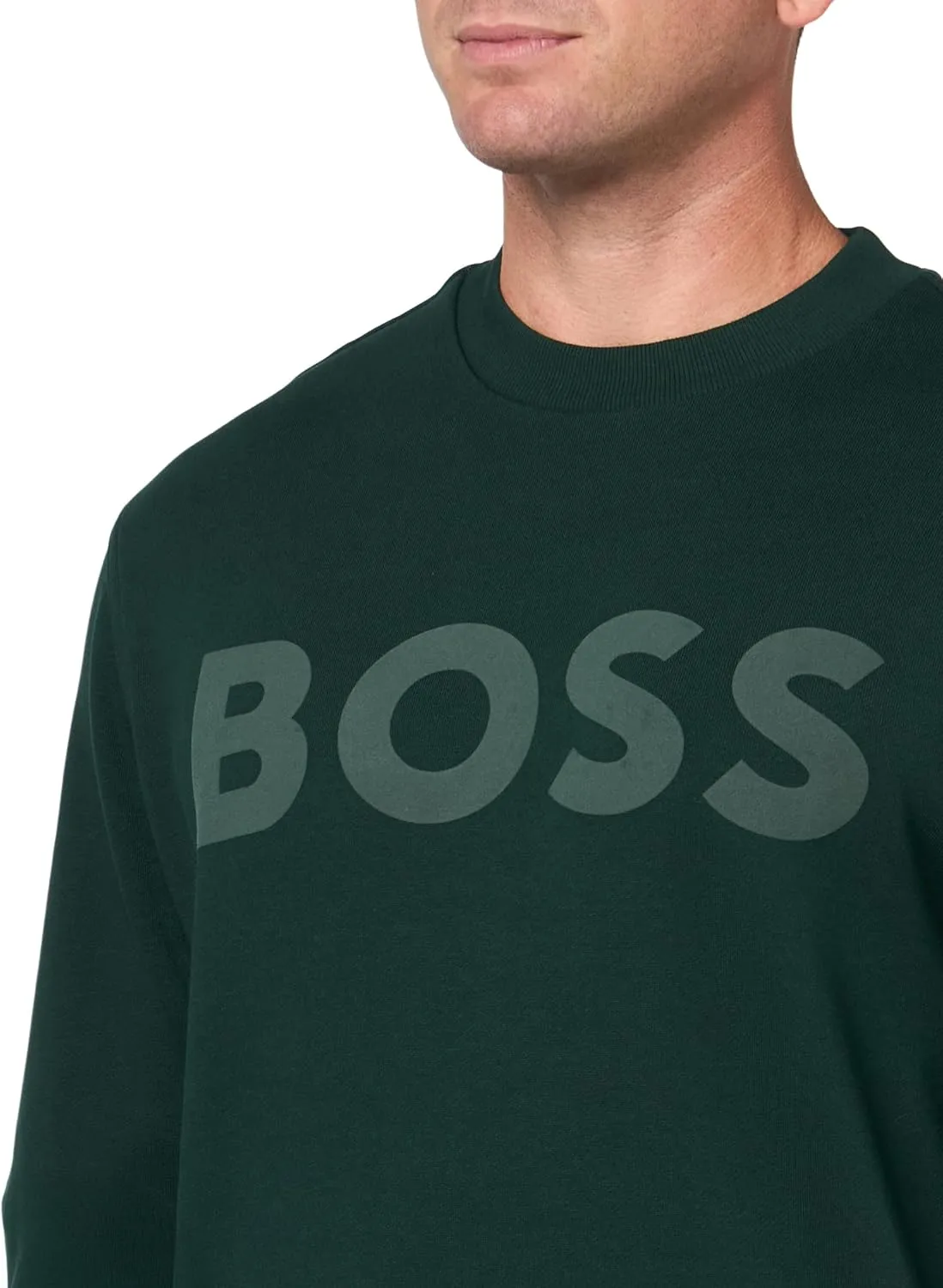 BOSS Men's Bold Logo French Terry Crew Neck Sweatshirt