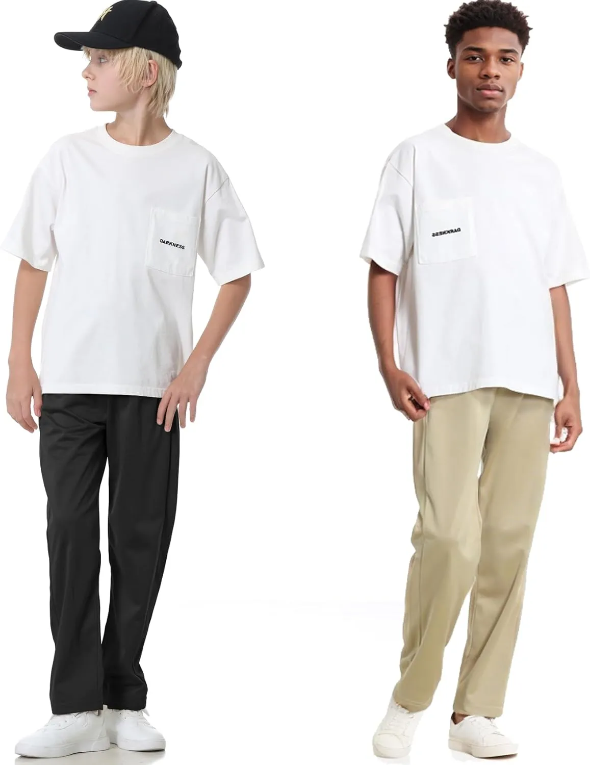 Boys Sweatpants Straight Leg Fit, Boy Athletic Joggers with Open Bottom and Drawstring Pockets for Sports Outdoors