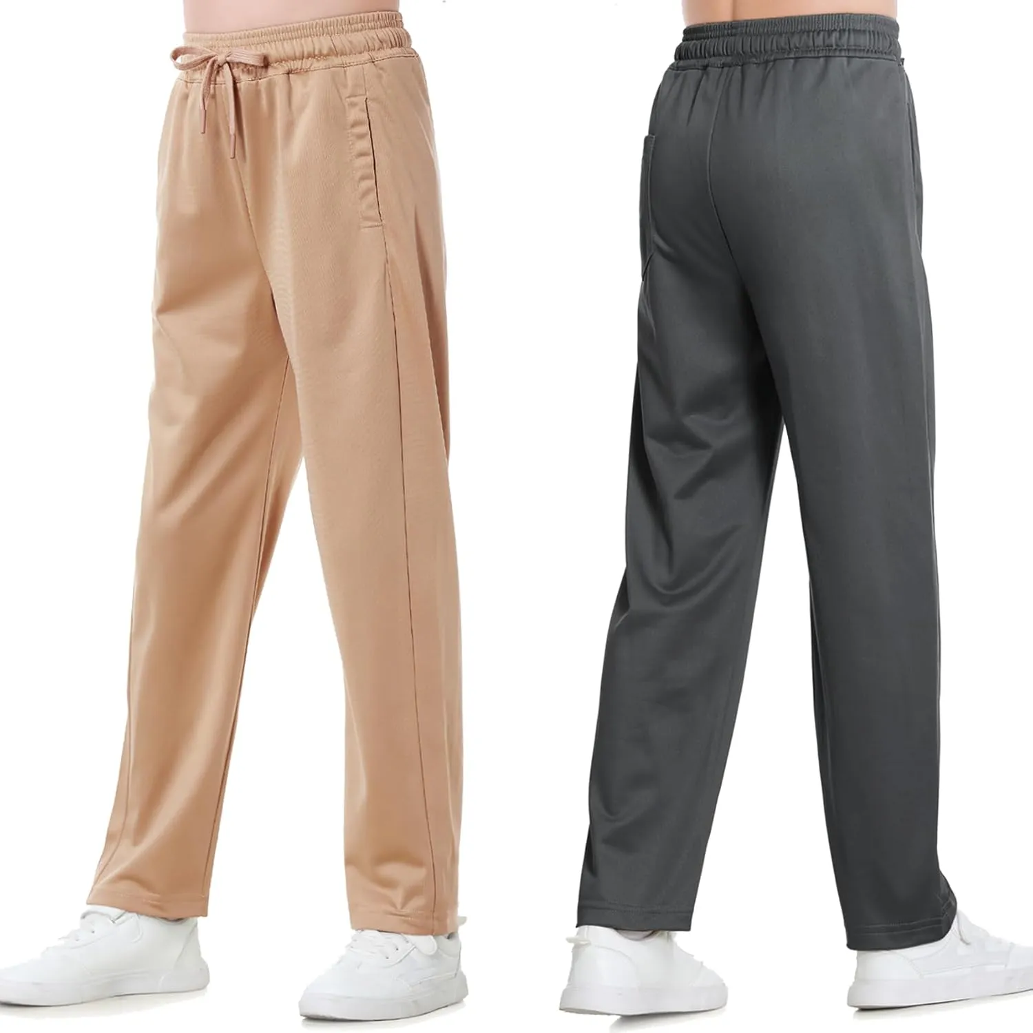Boys Sweatpants Straight Leg Fit, Boy Athletic Joggers with Open Bottom and Drawstring Pockets for Sports Outdoors