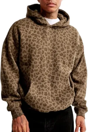 Cheetah Print Hoodie Y2k Leopard Print Hoodie Oversized Cheetah Sweatshirt Pullover Vintage Streetwear Hoodies