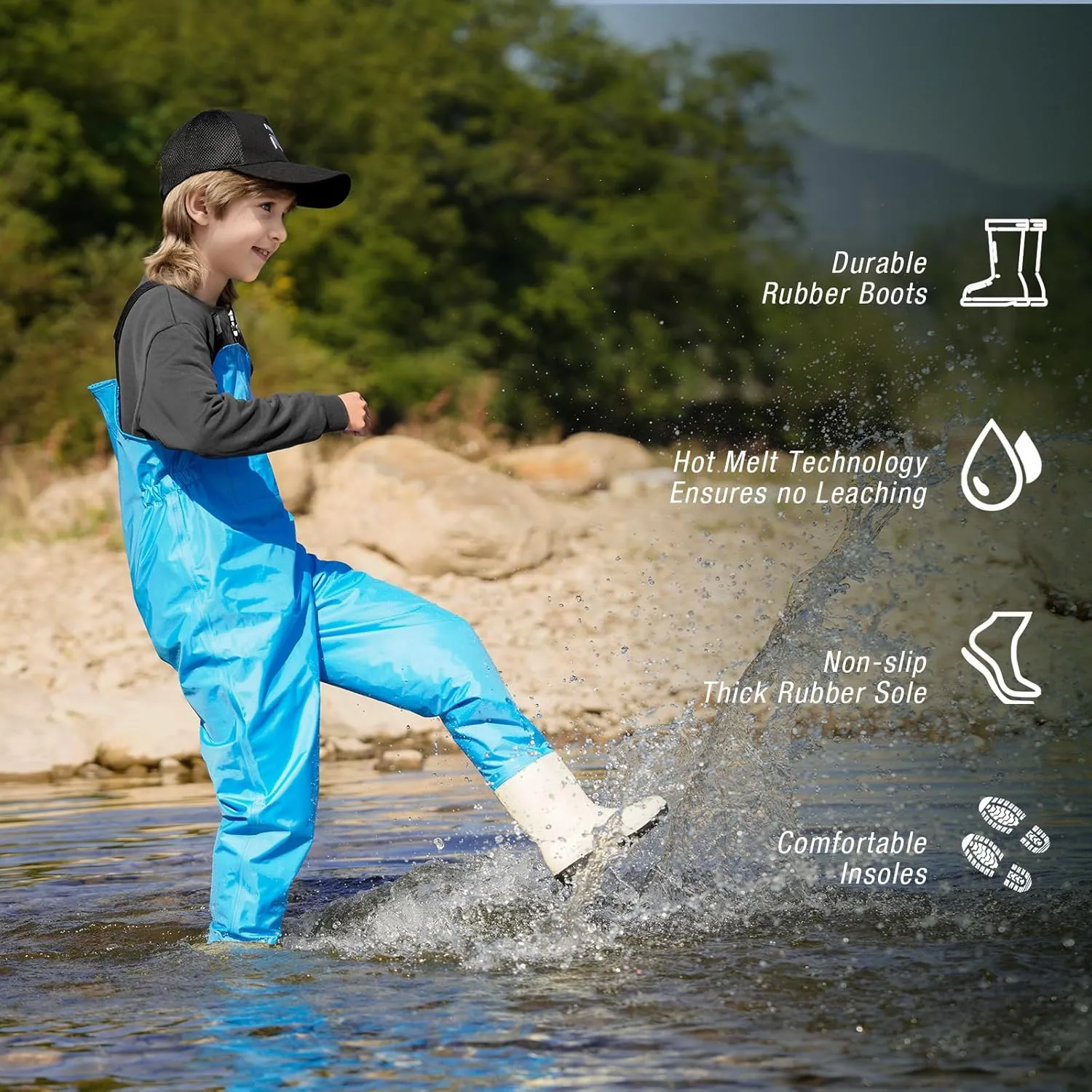 Chest Waders for Kids Youth Fishing Waders Waterproof Hunting Waders with Boots Nylon Waders for Toddler Children