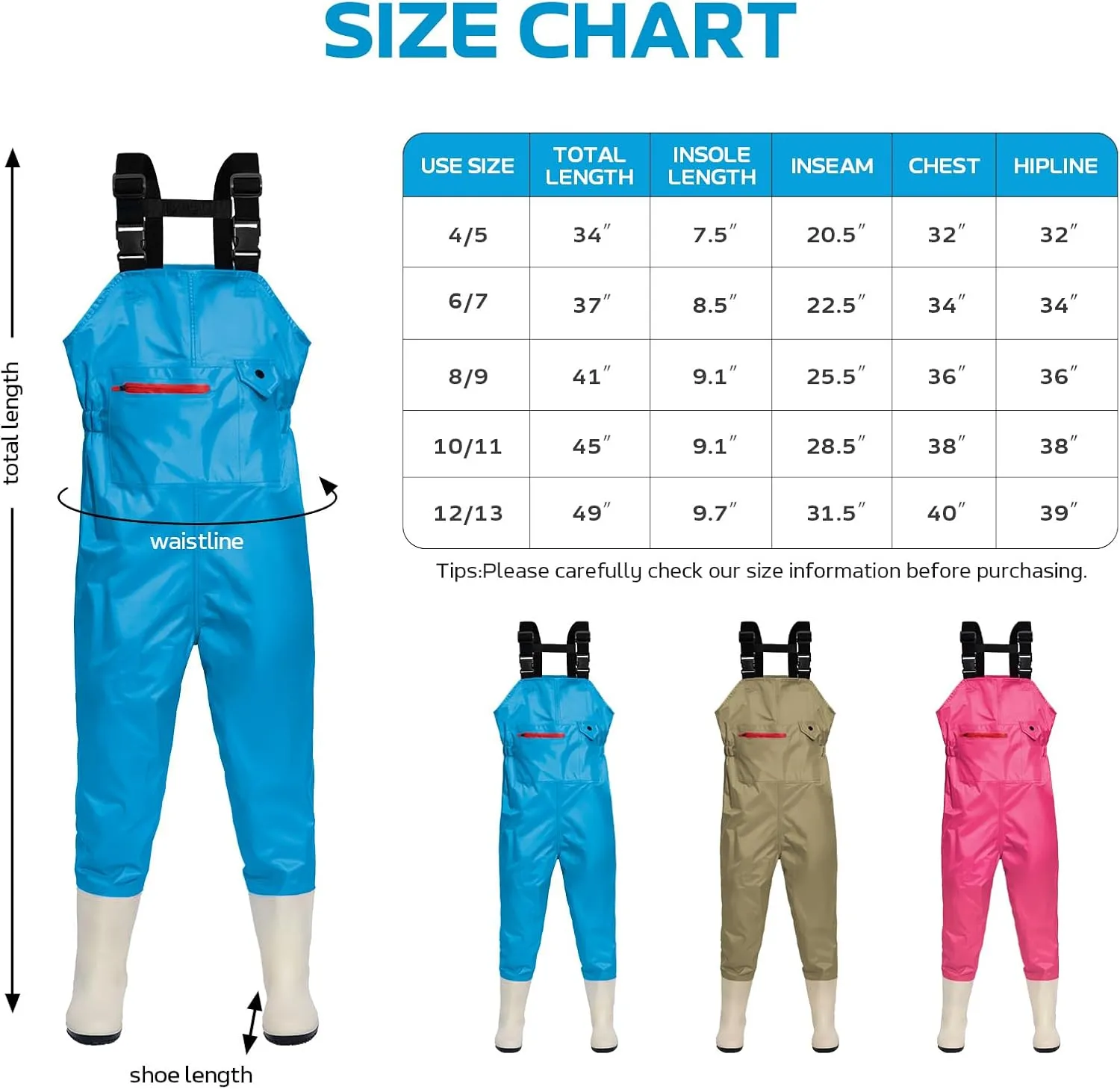 Chest Waders for Kids Youth Fishing Waders Waterproof Hunting Waders with Boots Nylon Waders for Toddler Children