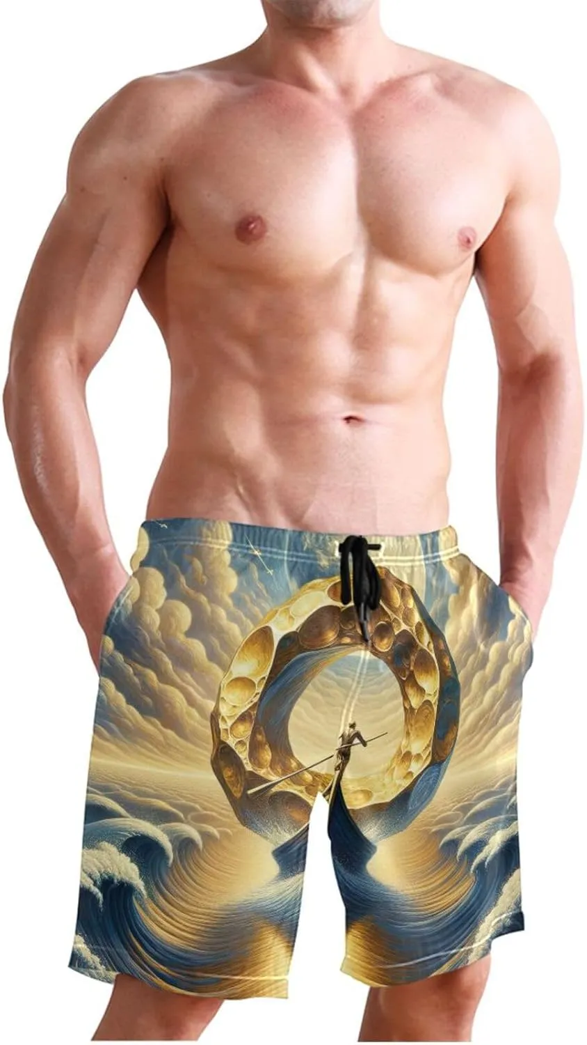 CHIFIGNO Bold Vertical Stripes Black Trunks Men's Shorts, Small Quick Dry, Mens Board Shorts