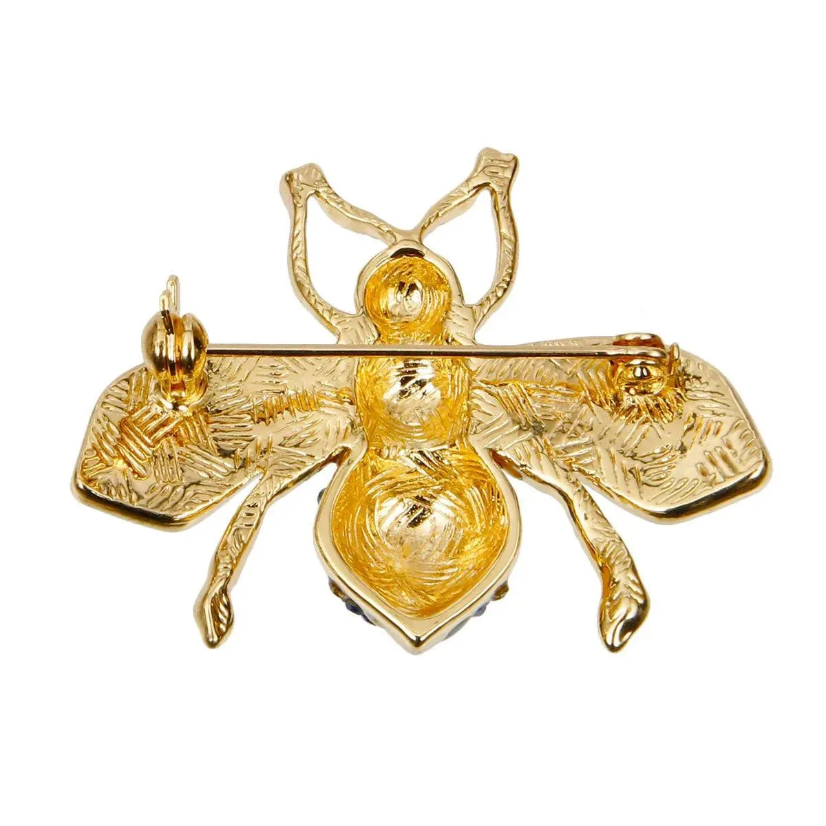 Cute Clear Acrylic Crystals Bee Brooch Pin Gold Plated