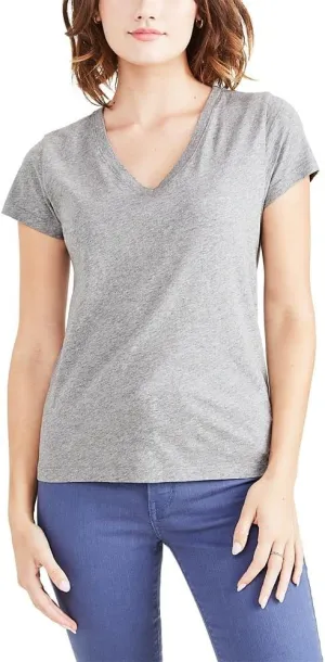 DOCKERS Women's Slim Fit Short Sleeve Favorite V-Neck Tee Shirt