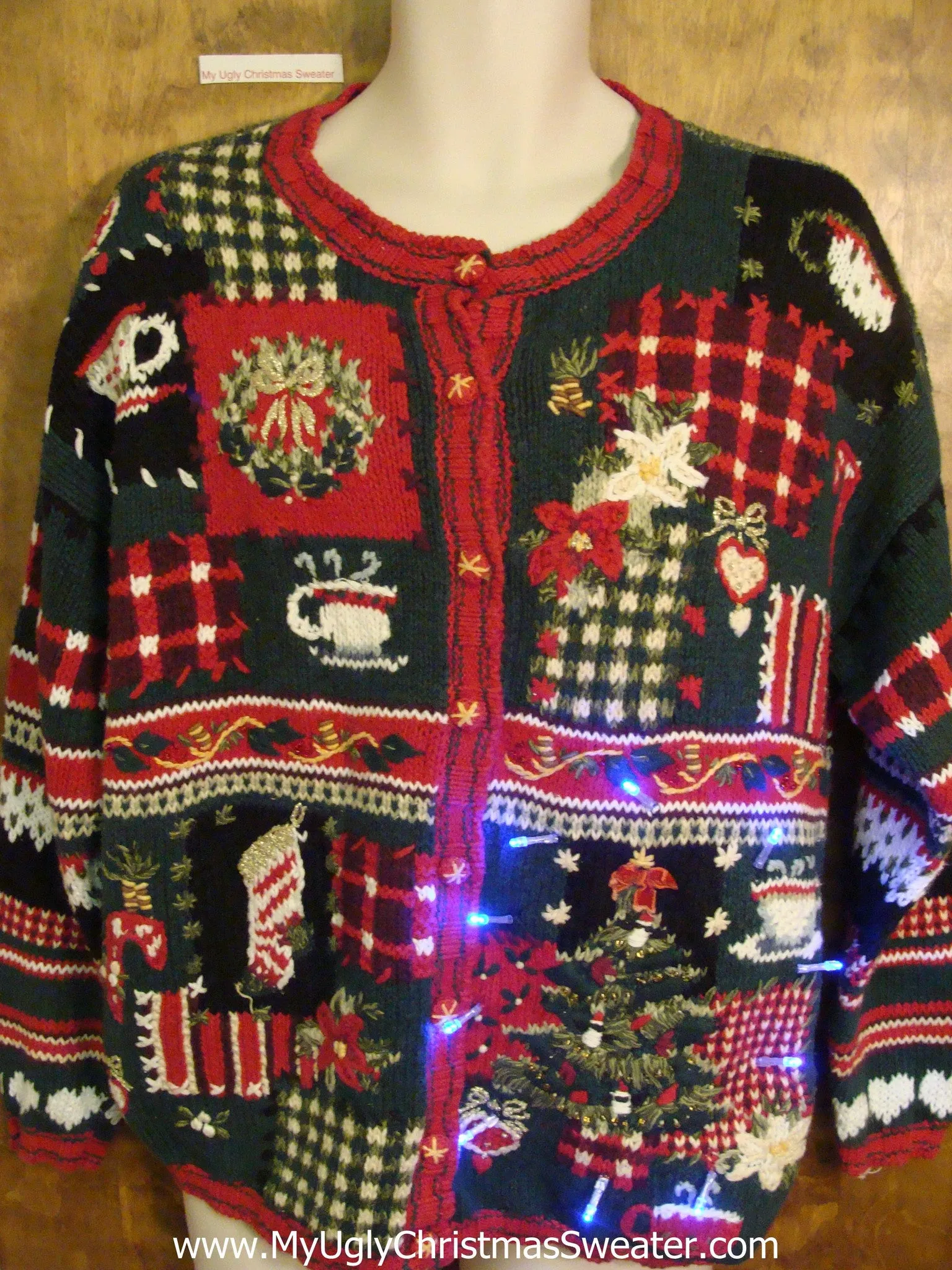 Geometric Mess from the 80s Light Up Ugly Xmas Sweater