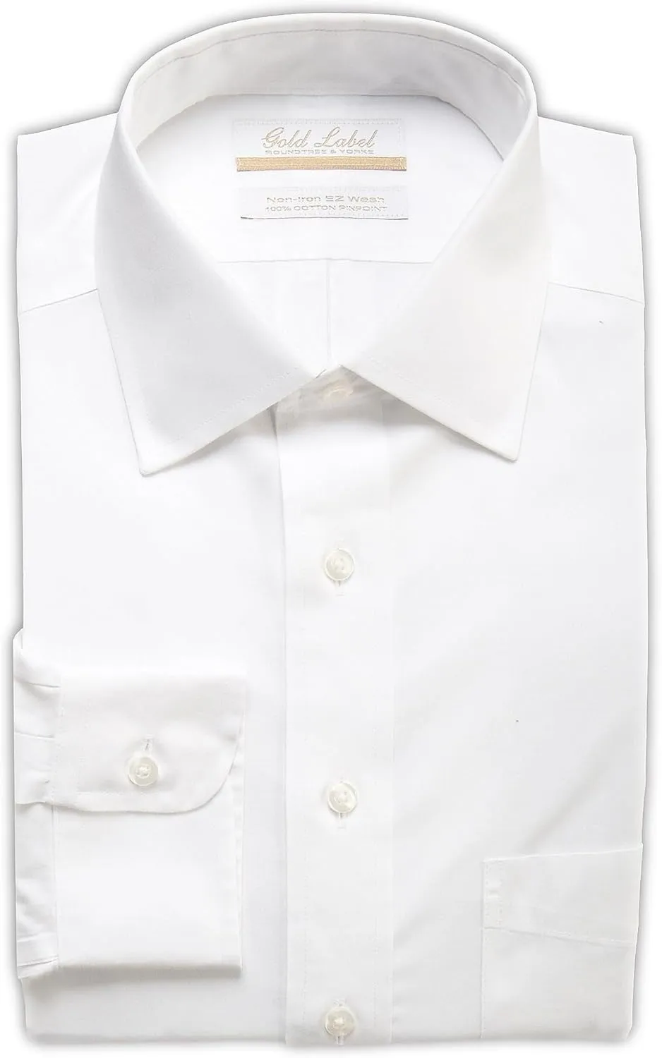 Gold Label Men's Big and Tall Non-Iron Wrinkle-Resistant Long Sleeve Pocket Dress Shirt with Spread Collar