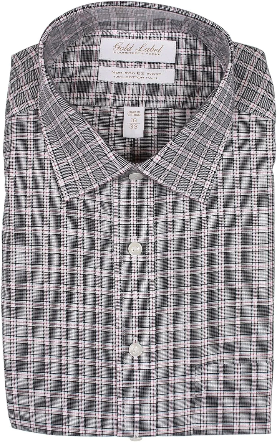 Gold Label Men's Big and Tall Non-Iron Wrinkle-Resistant Long Sleeve Pocket Dress Shirt with Spread Collar