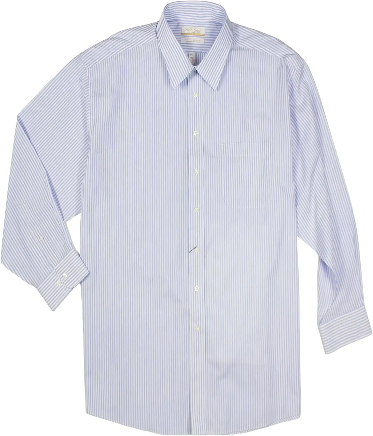 Gold Label Men's Big and Tall Point Collar Dress Shirt Long Sleeve with Pocket, Non-Iron Wrinkle-Resistant