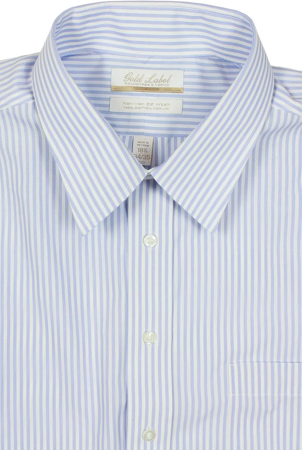 Gold Label Men's Big and Tall Point Collar Dress Shirt Long Sleeve with Pocket, Non-Iron Wrinkle-Resistant