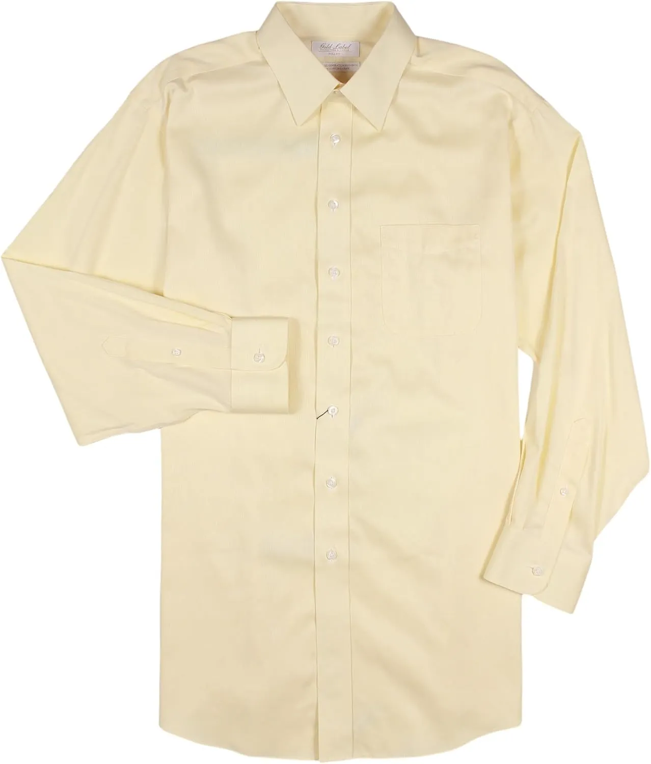 Gold Label Men's Point Collar Dress Shirt with Pocket Non-Iron Wrinkle-Resistant, Regular Sizes