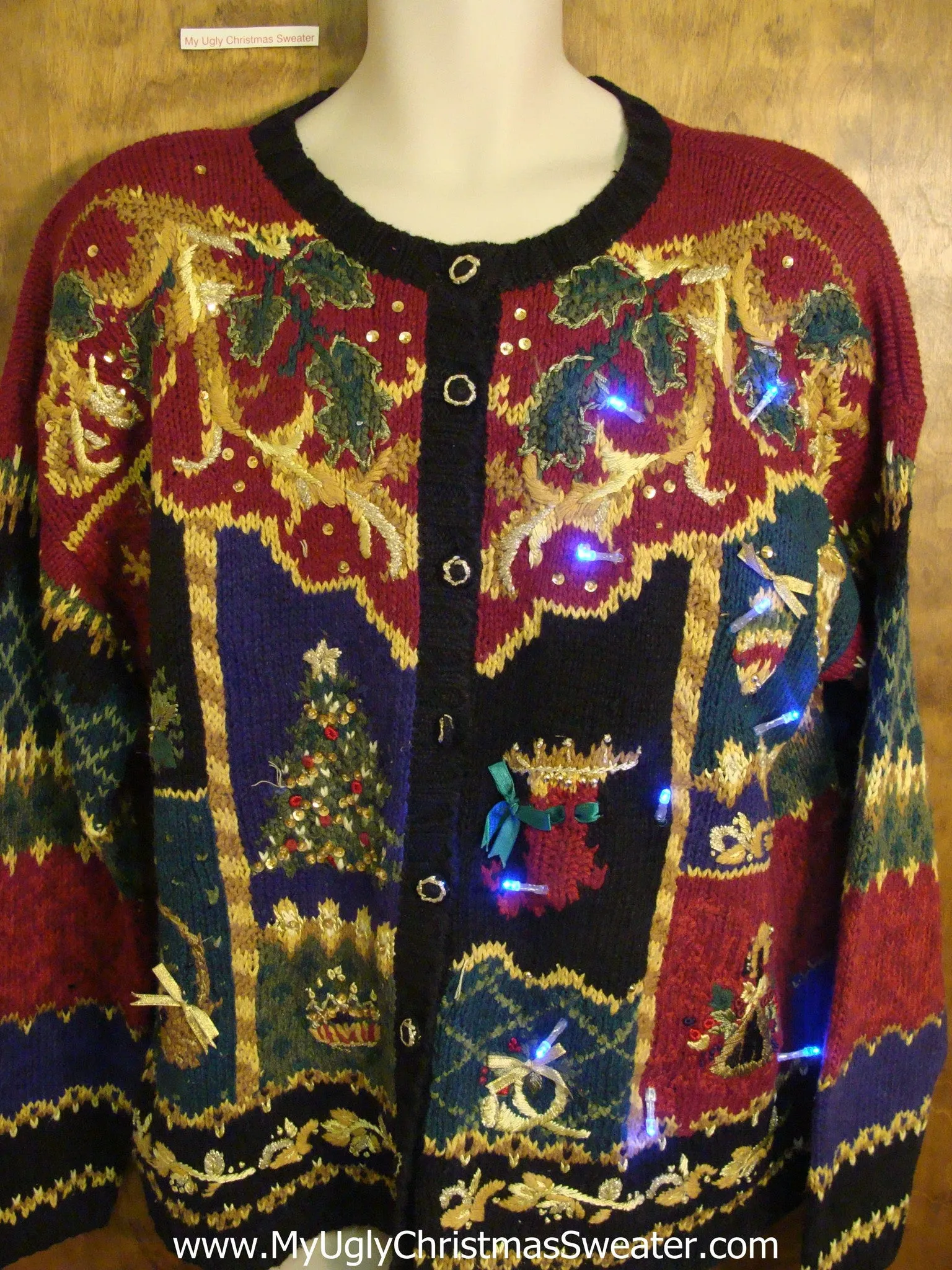 Horrific Mess of Color Light Up Cheesy Christmas Sweater