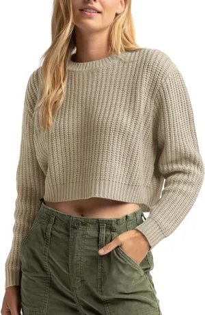 Jumppmile Women's Cropped Sweater Knit Long Sleeve Crewneck Soft Pullover Sweater Top