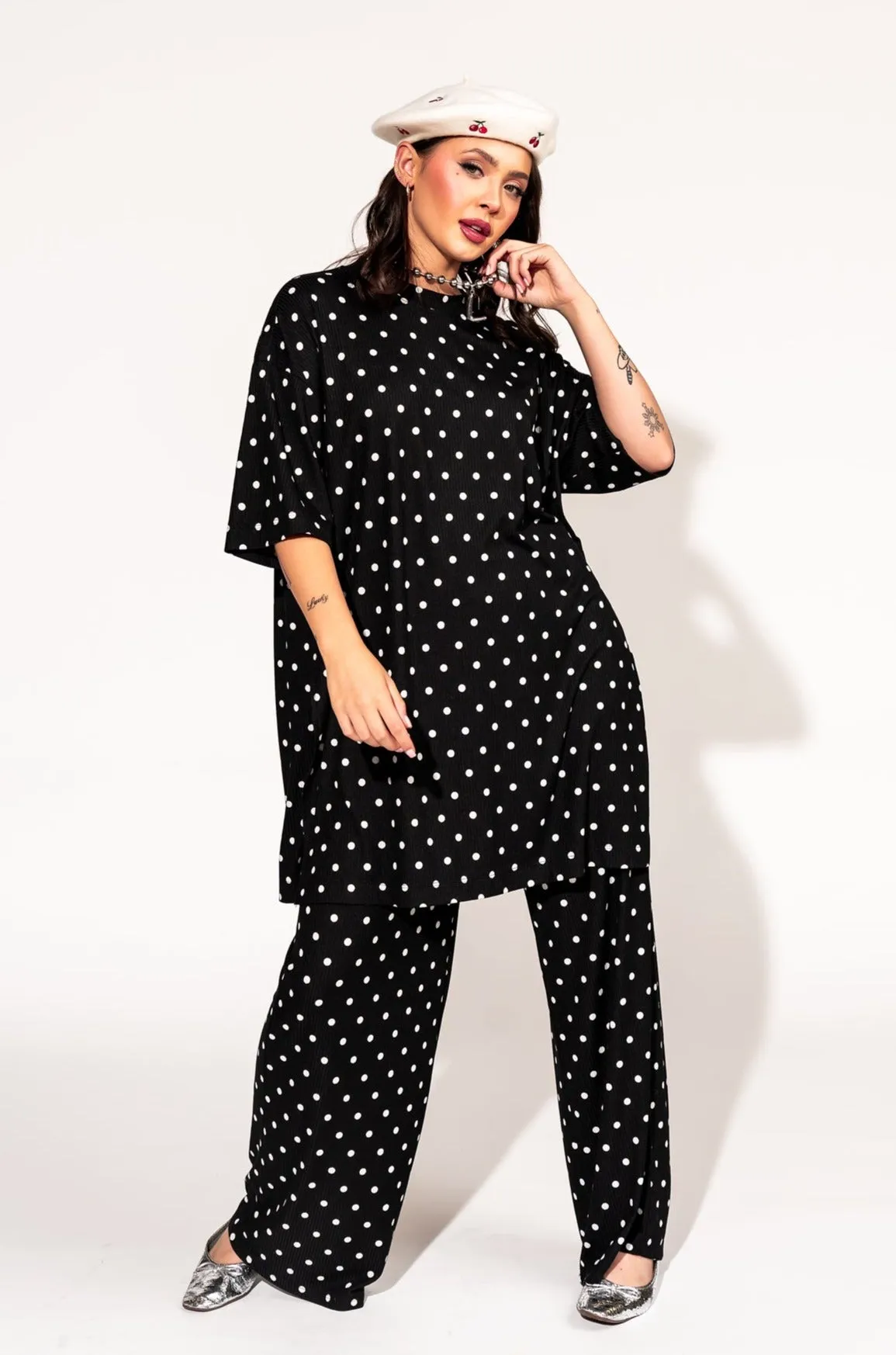 Leveled Up Ribbed Playsuit in Polka Dot