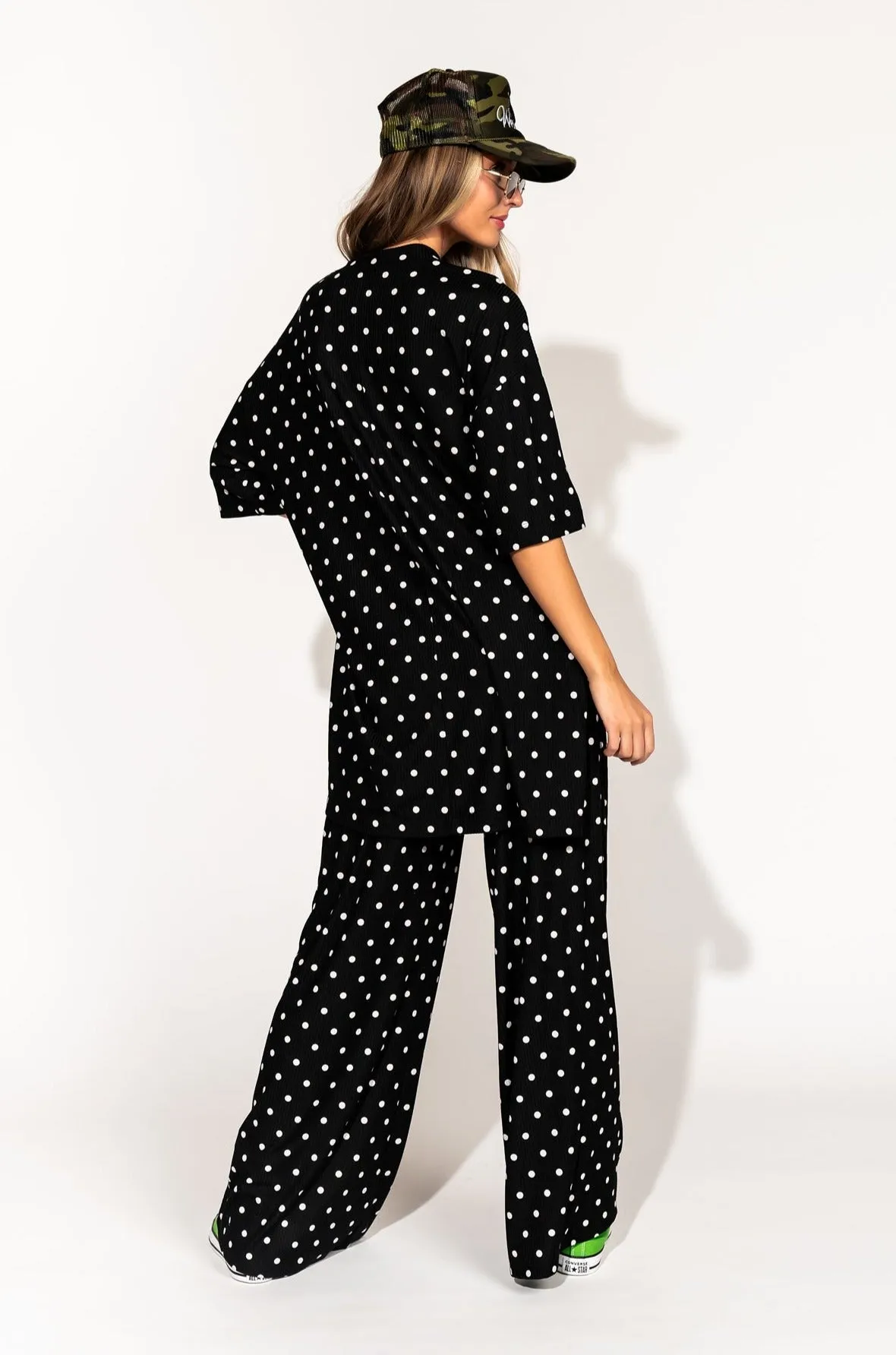Leveled Up Ribbed Playsuit in Polka Dot