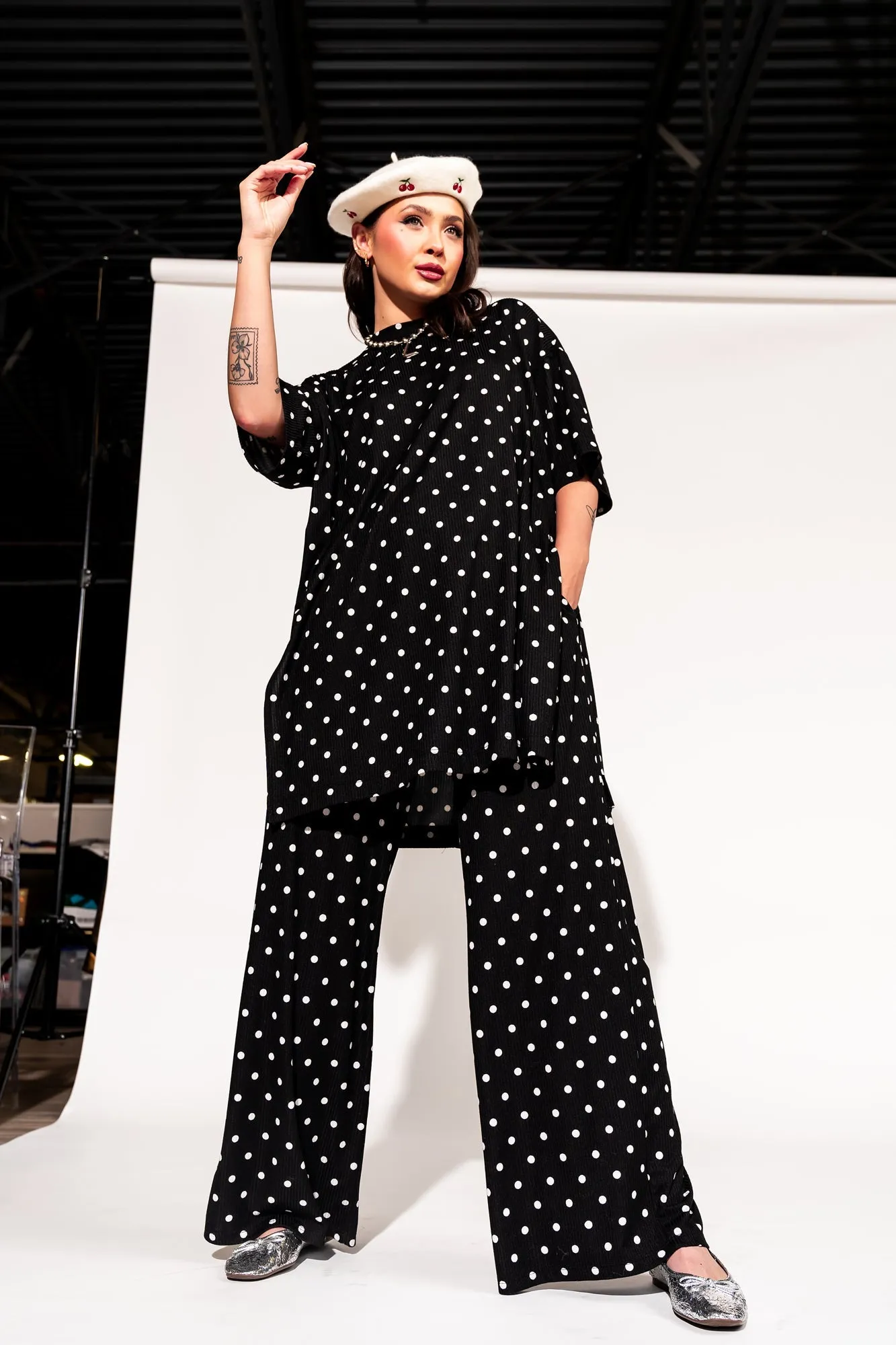 Leveled Up Ribbed Playsuit in Polka Dot