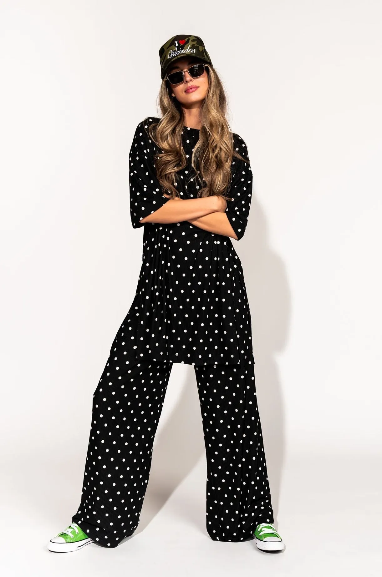 Leveled Up Ribbed Playsuit in Polka Dot