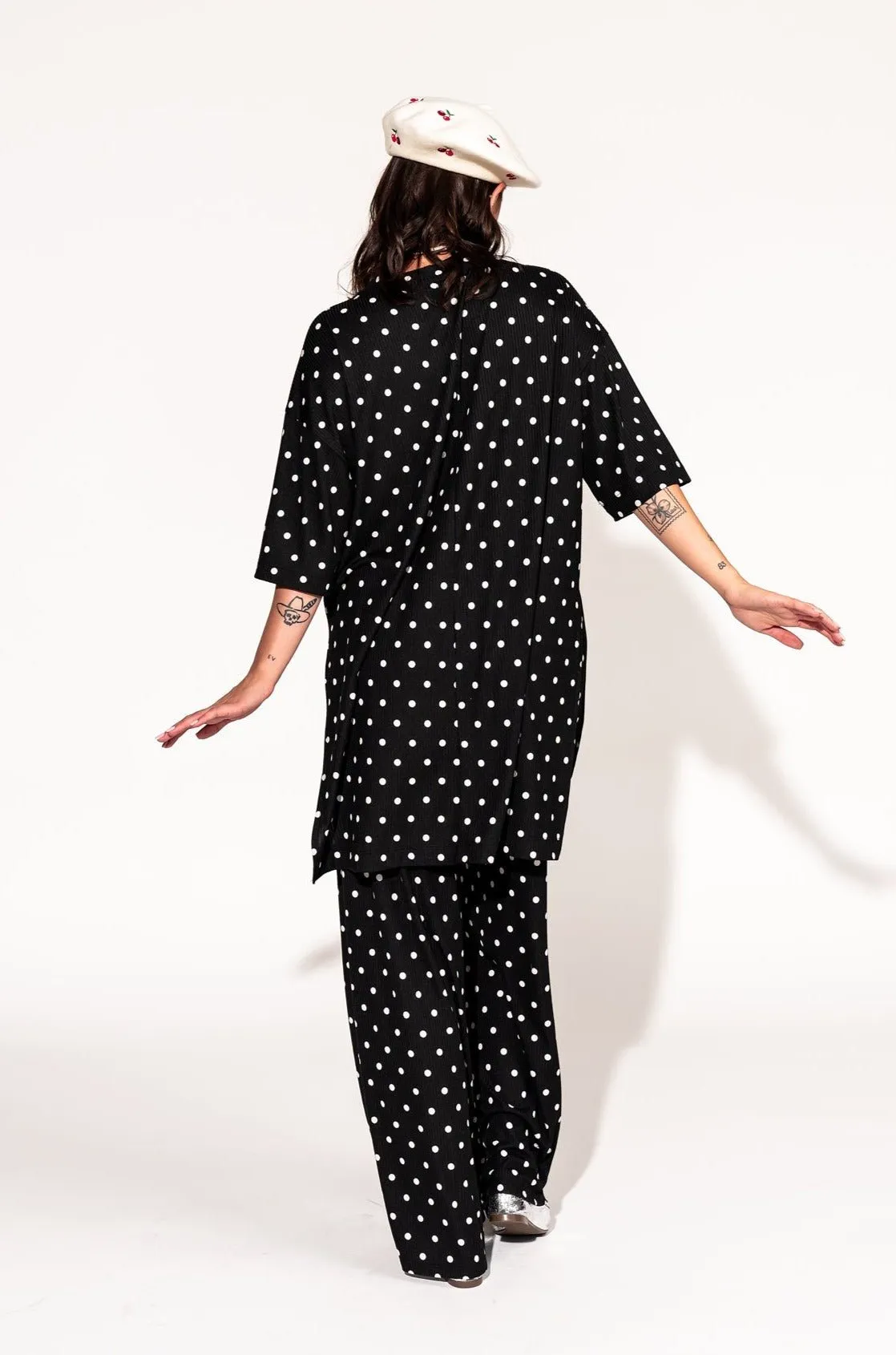 Leveled Up Ribbed Playsuit in Polka Dot