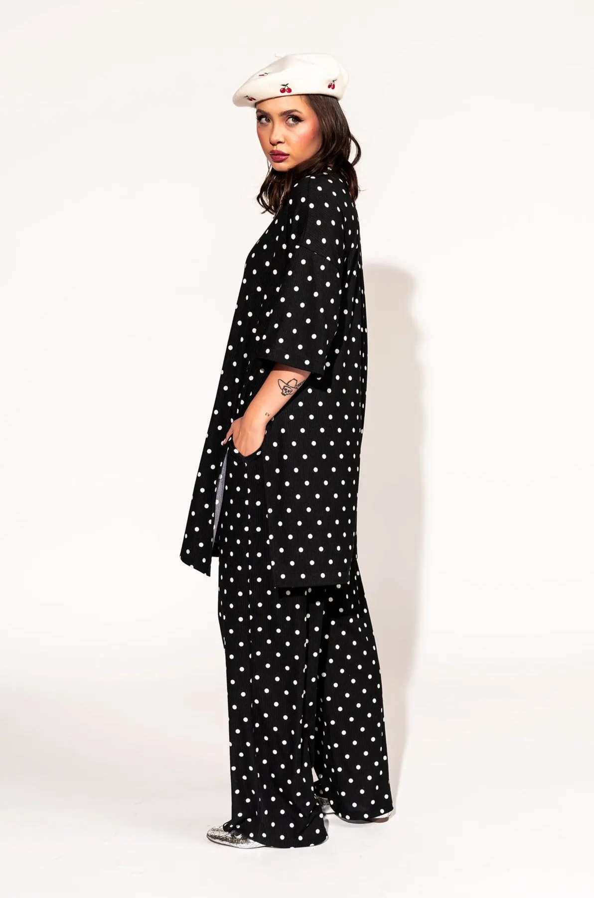 Leveled Up Ribbed Playsuit in Polka Dot