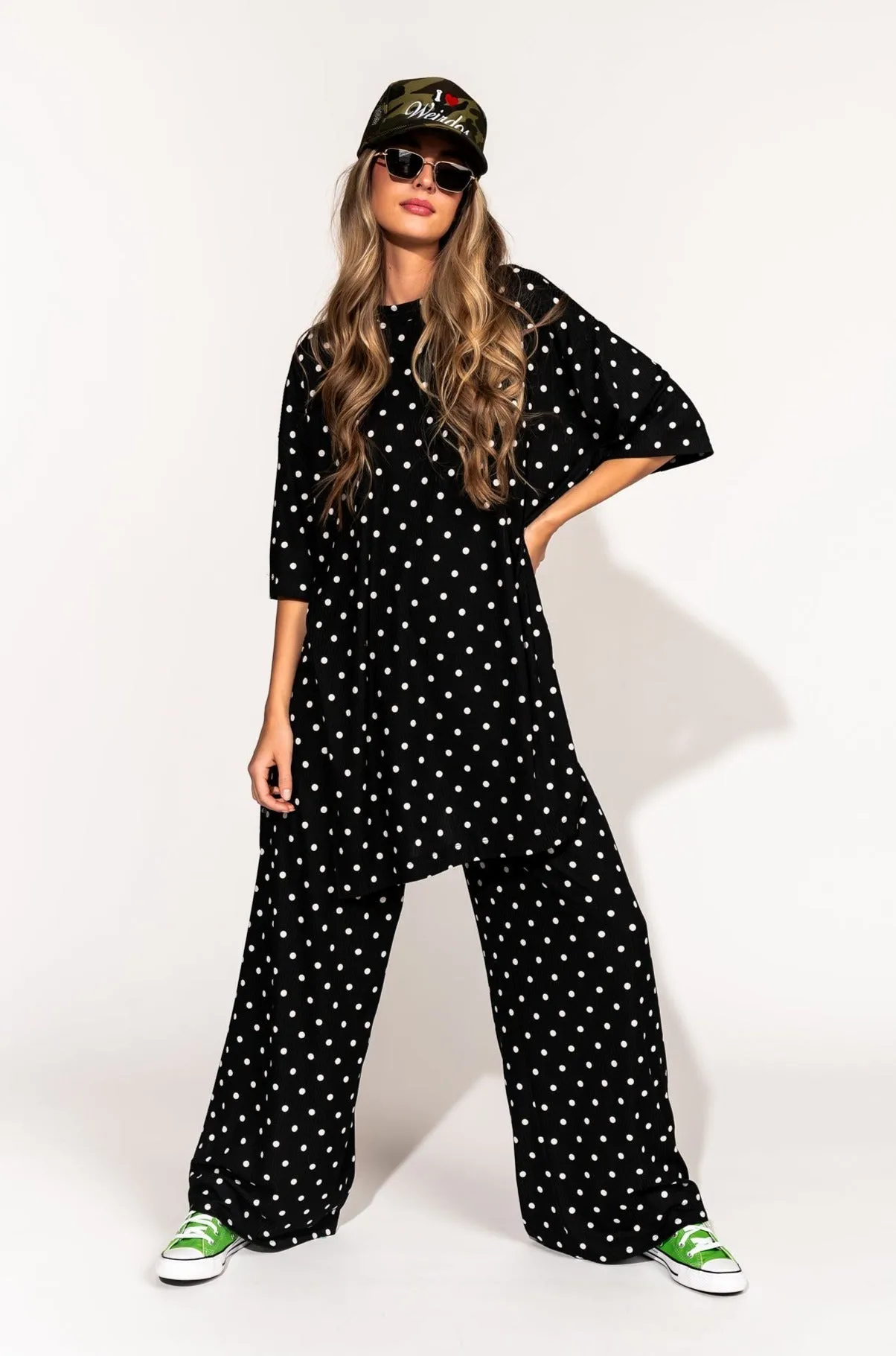 Leveled Up Ribbed Playsuit in Polka Dot