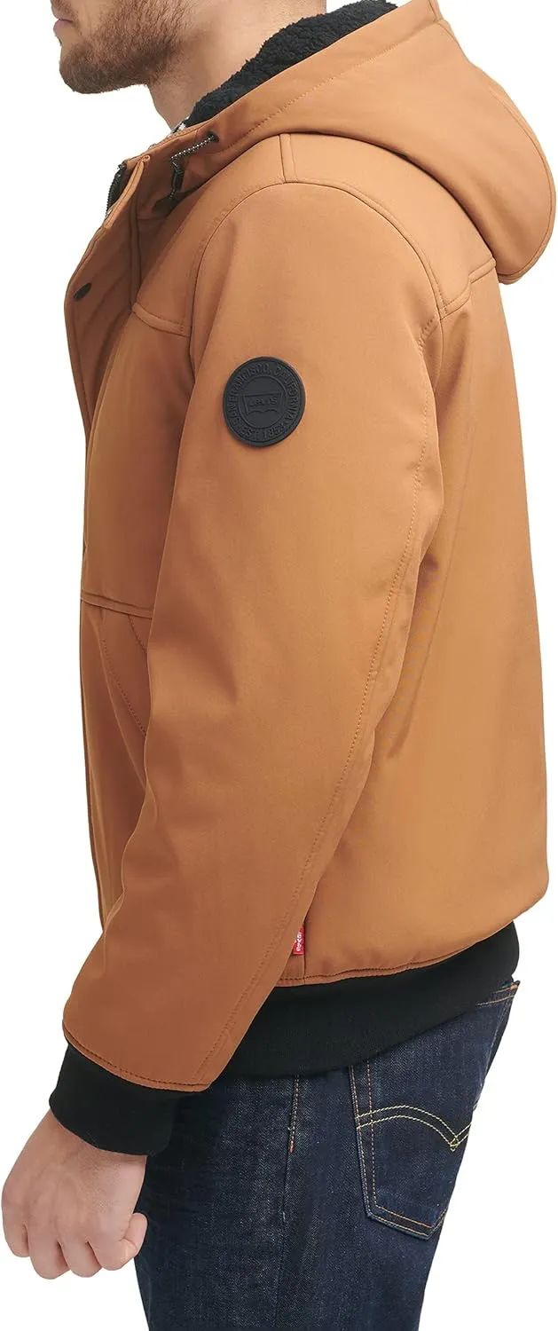 Levi's Men's Soft Shell Sherpa Lined Hooded Bomber Jacket