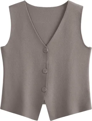 LILLUSORY Sweater Vest Women Sleeveless V Neck Trendy Spring Tops Dressy Button Up 2025 Knit Work Business Casual Outfits