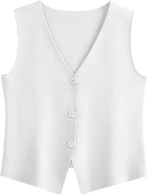 LILLUSORY Sweater Vest Women Sleeveless V Neck Trendy Spring Tops Dressy Button Up 2025 Knit Work Business Casual Outfits