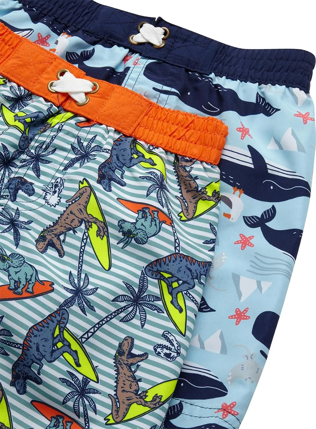 Little Boys Rash Guard Swim Set - 4-Piece Swim Shirt and Bathing Suit Trunks Set (2T-7)