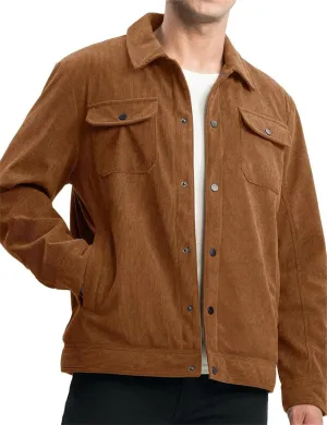 Men's Corduroy Coat Jacket Casual Sports Slim Fit Winter Warm Fleece Overcoat