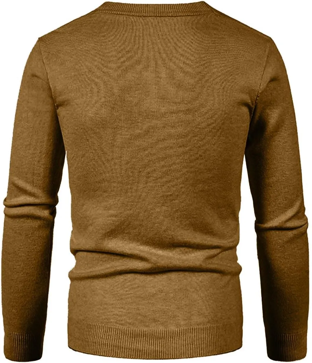 Men's Knit Cardigan Sweater V Neck Button up Sweaters Ribbed Cardigan Sweater with Pockets Long-Sleeve Soft Cardigan
