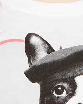Modern Lux Women's Trendy Plus French Bulldog Graphic T-Shirt White Size 1X | White