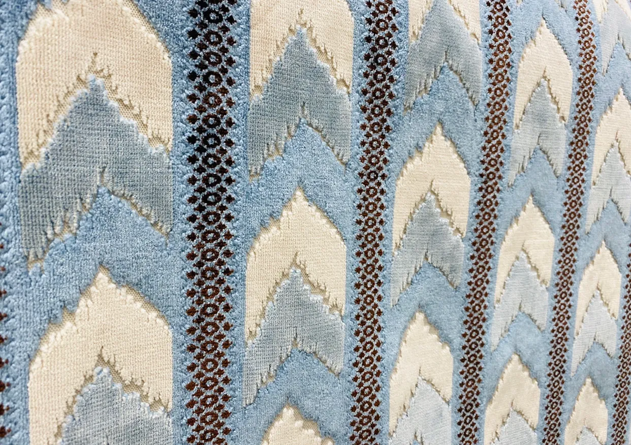 NEW Designer Heavyweight Striped Chevron Upholstery Fabric - Light Blue