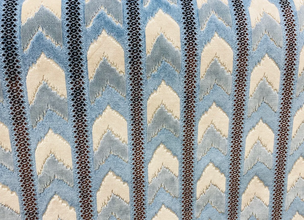 NEW Designer Heavyweight Striped Chevron Upholstery Fabric - Light Blue