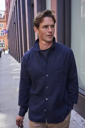 Recycled Italian Flannel Deep Navy Shirt Jacket