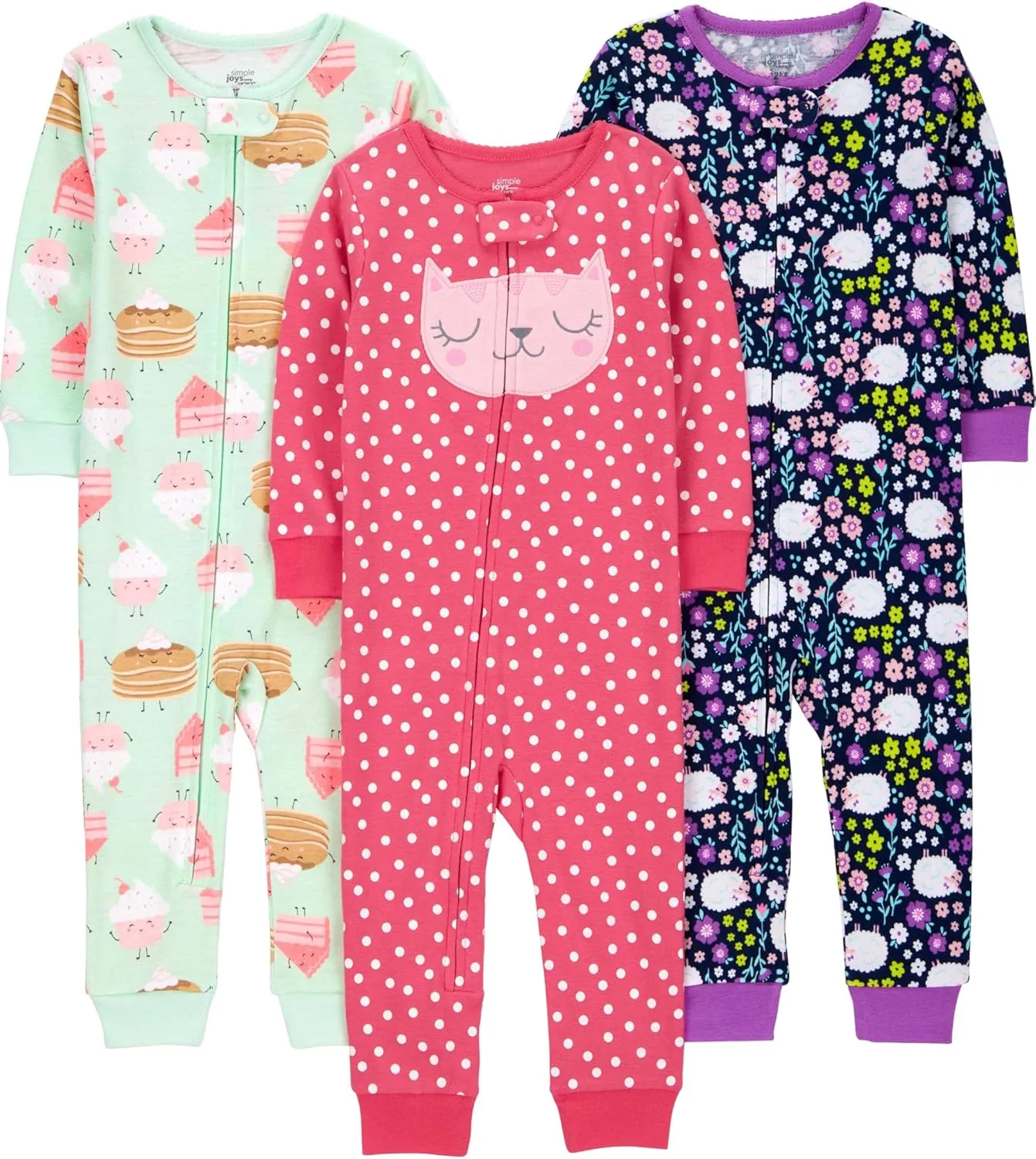 Simple Joys by Carter's Girls' 3-Pack Snug Fit Footless Cotton Pajamas