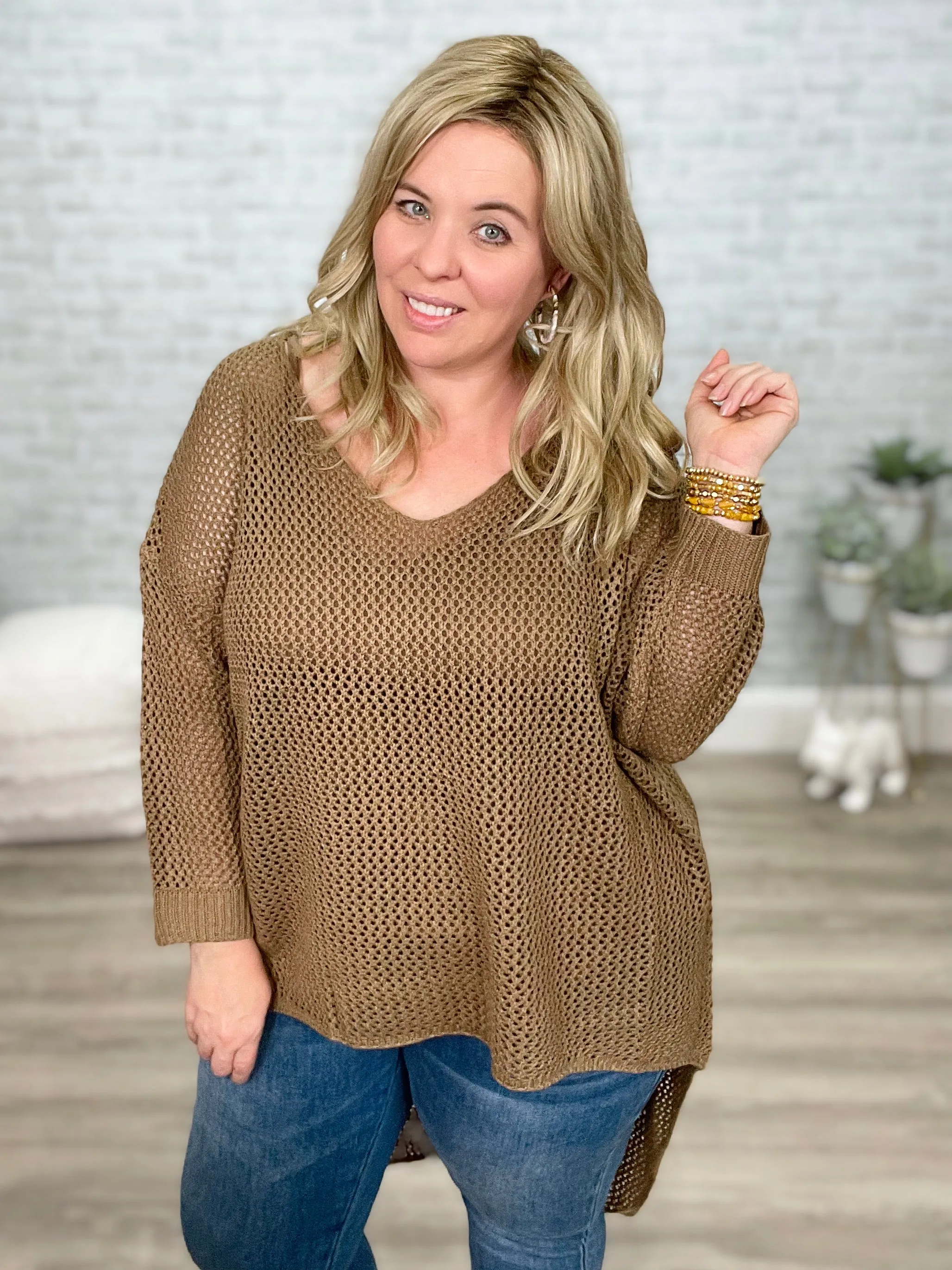Soft Hi Lo Open Knit Sweater from Blakeley
