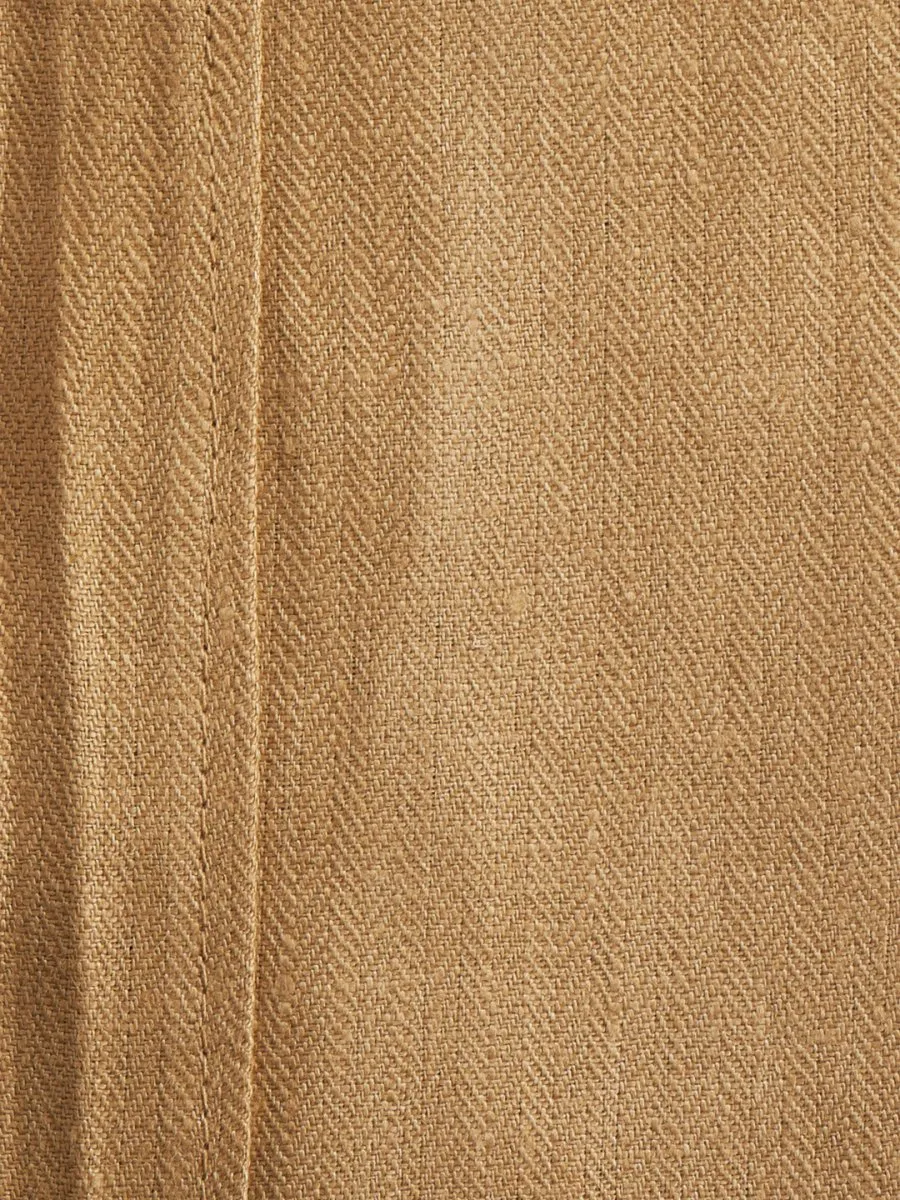 Straight Fit Linen Pants - Twill Weave