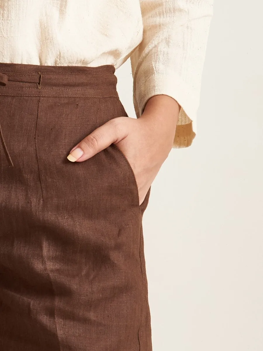 Straight Fit Linen Pants - Twill Weave