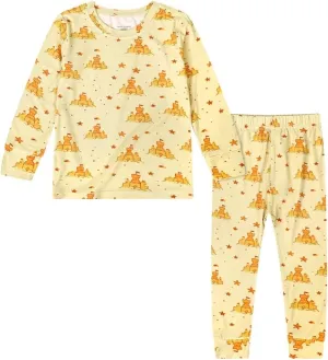 Teach Leanbh Toddler Baby Boys Girls Bamboo Viscose Pajamas Set Round Neck Long Sleeve Snug Fit Sleepwear Pjs 12M-5Y